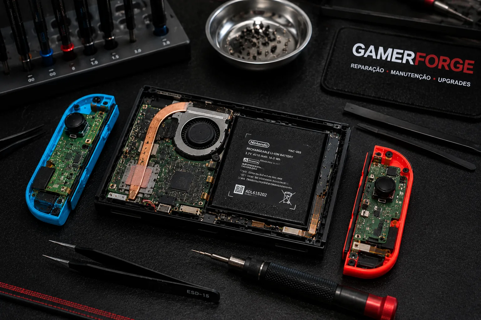 Nintendo Switch aberta para reparação